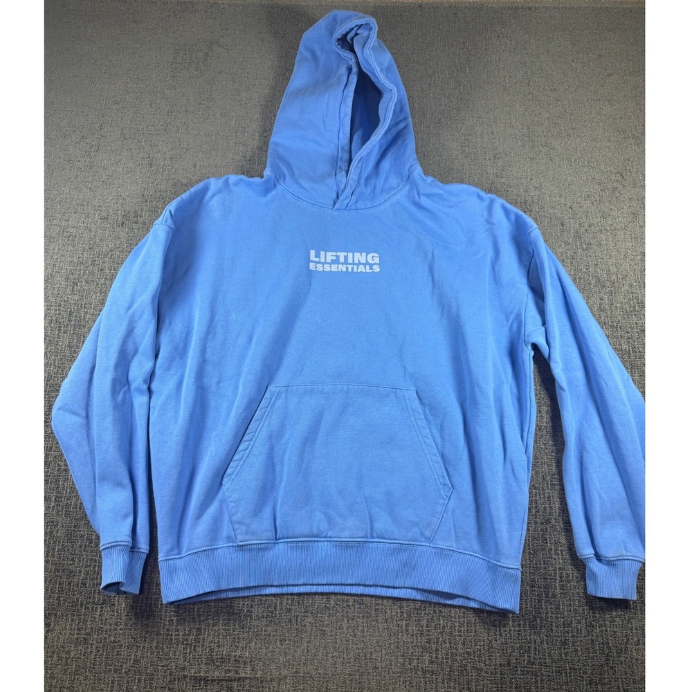 Gymshark Lifting Essentials Hoodie Blue Graphic Bodybuilder Pullover Small